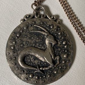 Antique-looking Medallion on silver-tone chain